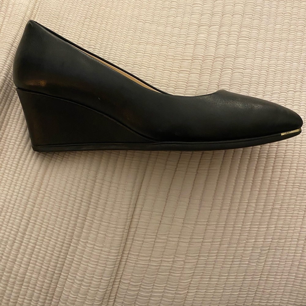 Cole Haan wedges with gold toe detail